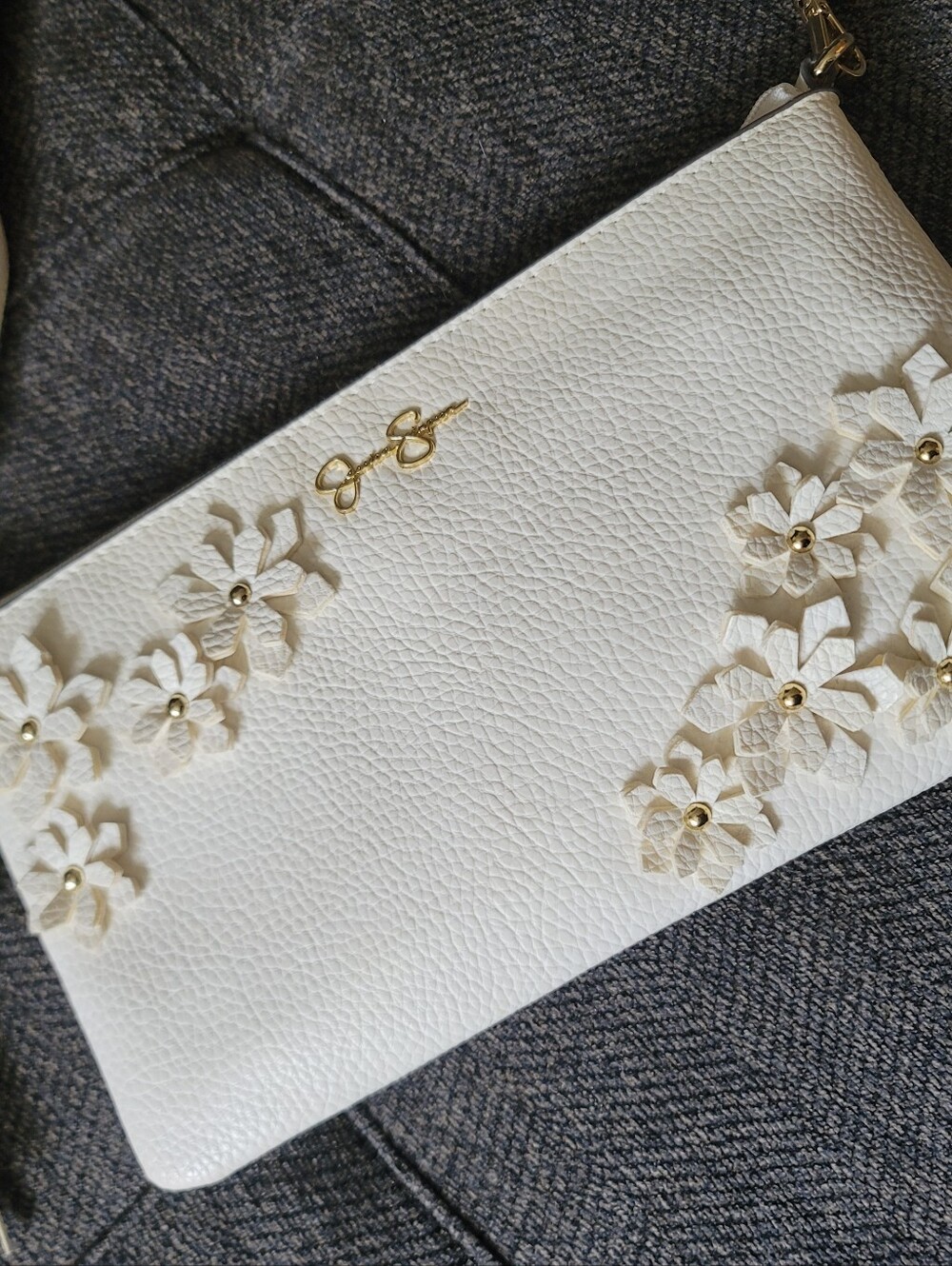 Jessica Simpson White Floral Applique Two Way Crossbody - Picture 2 of 13